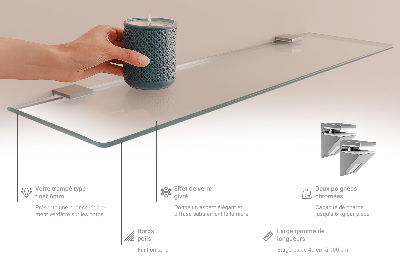 Glass bathroom shelf Semitransparent