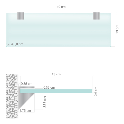 Glass bathroom shelf Semitransparent