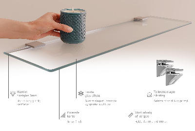 Glass bathroom shelf Semitransparent