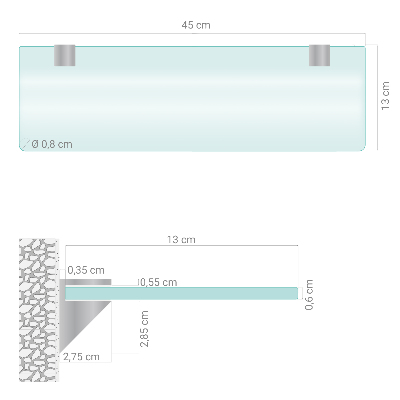 Glass bathroom shelf Semitransparent