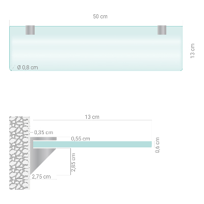 Glass bathroom shelf Semitransparent