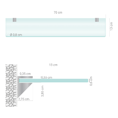 Glass bathroom shelf Semitransparent