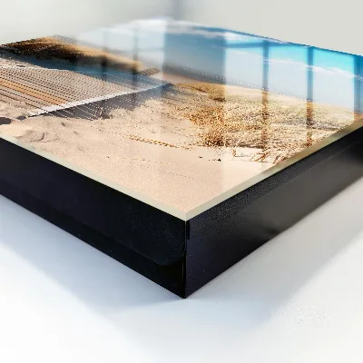 Wall-mounted key storage box with peaceful beach design