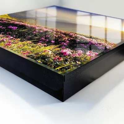 Wall-mounted key storage box with mountain sunrise design