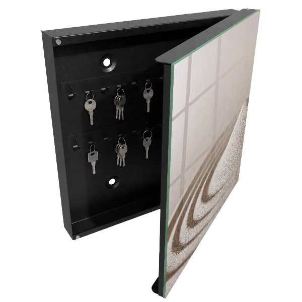 Zen garden wall mounted key box with a Zen garden design