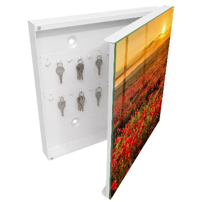 Key cabinet with poppy fields design