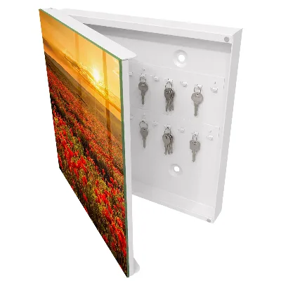 Key cabinet with poppy fields design