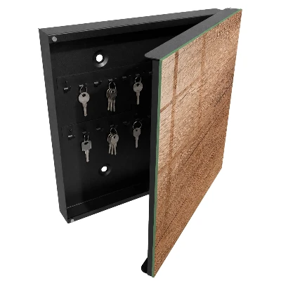Wall-mounted key box with wood texture finish