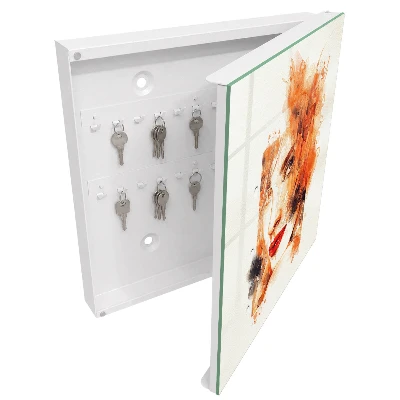 Wall mounted key box with a feminine watercolor design
