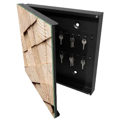 Wall-mounted key box with wood texture finish