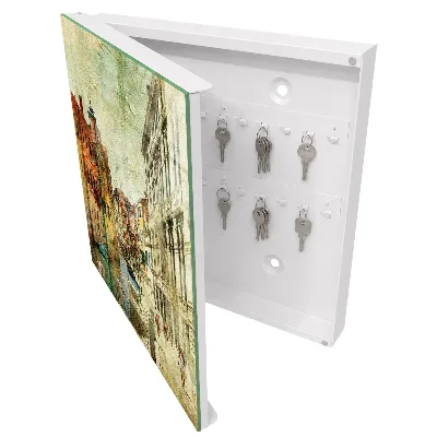 Wall mounted key box colorful city design