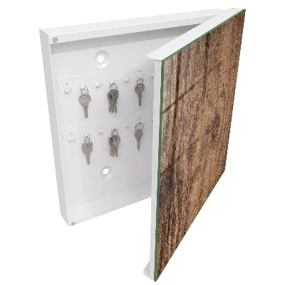 Wall-mounted key box with wood texture