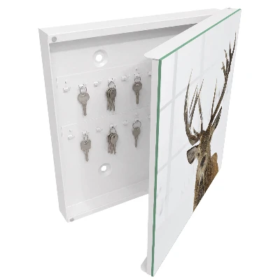 Winter deer wall mounted key box with a winter deer design