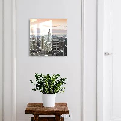 Wall-mounted key box city skyline design
