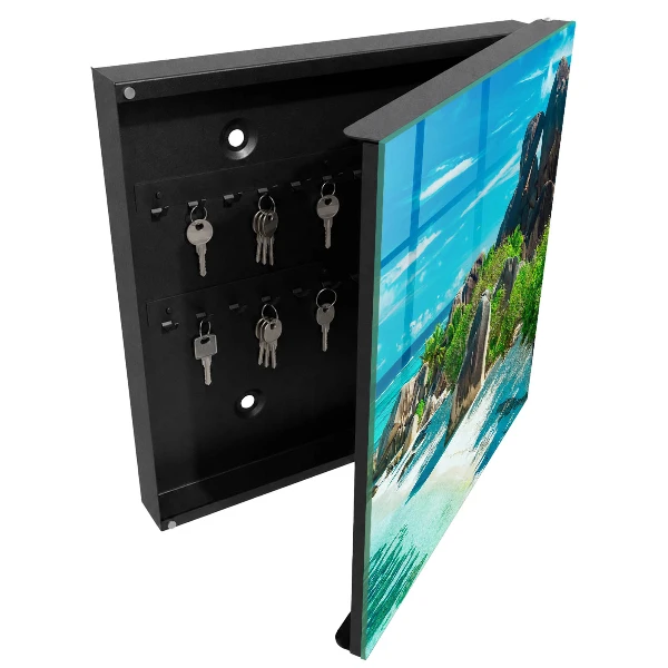 Wall mounted key box with tropical beach design
