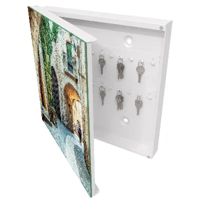 Wall-mounted key storage box historic alley design