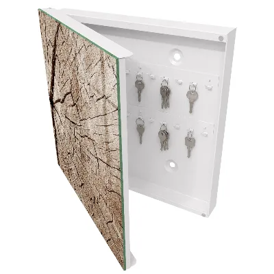 Key cabinet with a wood grain finish