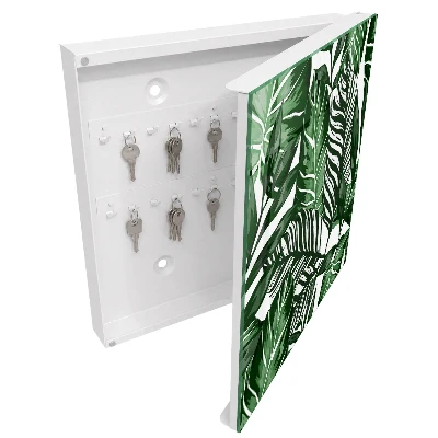 Wall mounted key box with botanical patterns