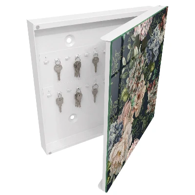 Wall-mounted key box with floral pattern
