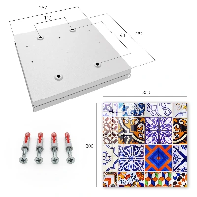 Wall mounted key box with colorful tiles