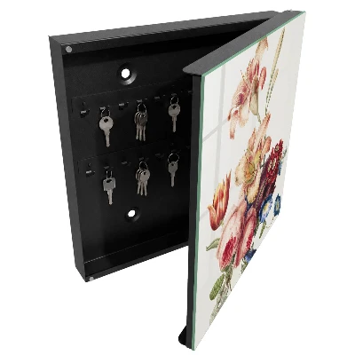 Colorful flowers Key box for wall