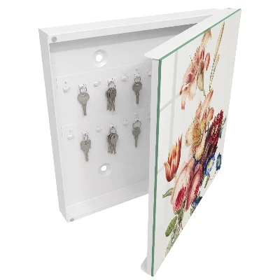 Key box for wall with colorful flowers design