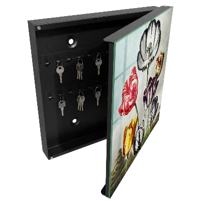 Retro tulips Wall mounted key box