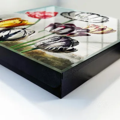 Retro tulips Wall mounted key box