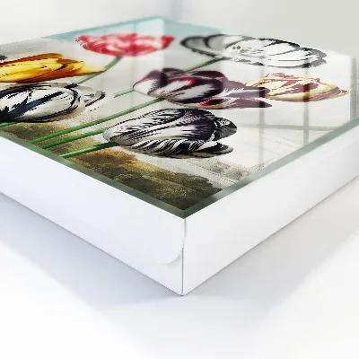 Retro tulips Wall mounted key box