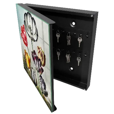 Retro tulips Wall mounted key box
