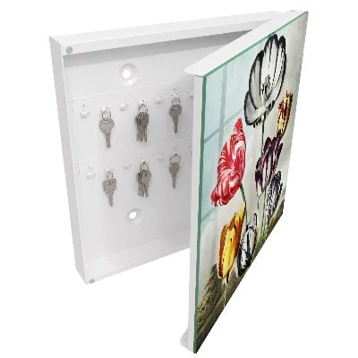 Retro tulips Wall mounted key box