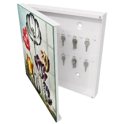 Retro tulips Wall mounted key box