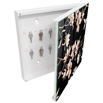 Wall mounted key box with cream flower design