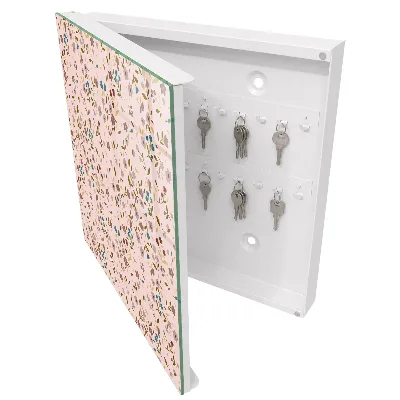 Wall-mounted key box with floral pattern
