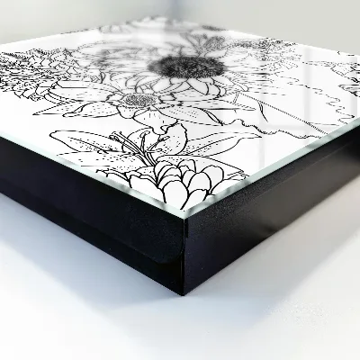 Black and white flowers Key cabinet