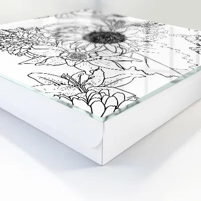 Black and white flowers Key cabinet