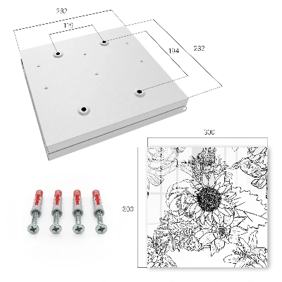 Black and white flowers Key cabinet