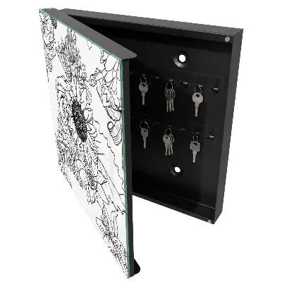 Black and white flowers Key cabinet