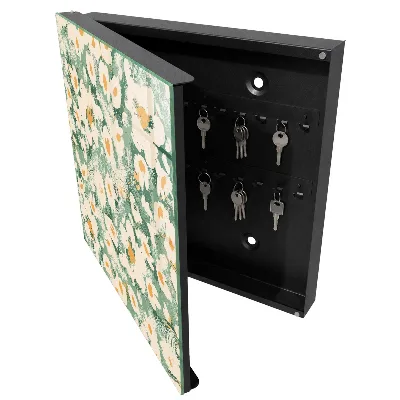 Wall-mounted key box with floral pattern