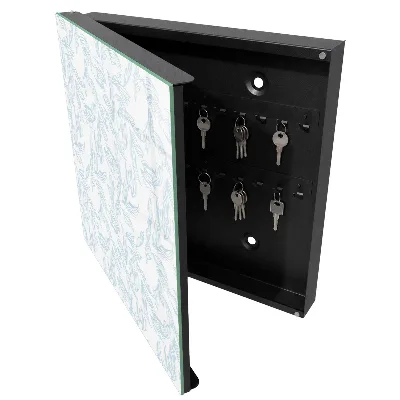 Wall mounted key box with floral pattern