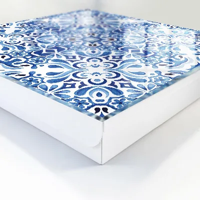 Wall-mounted key box with decorative tile ornaments