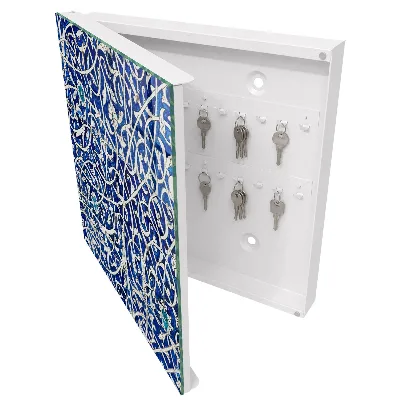 Blue arabesque Wall mounted key box