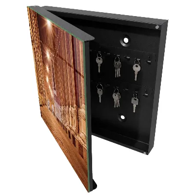 Wall mounted key storage box city night design