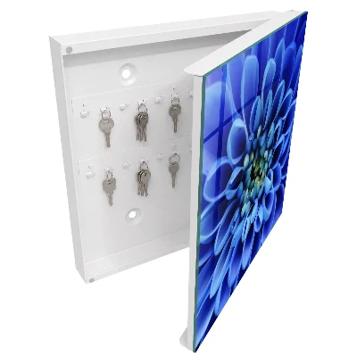 Wall mounted key box with blue flower design