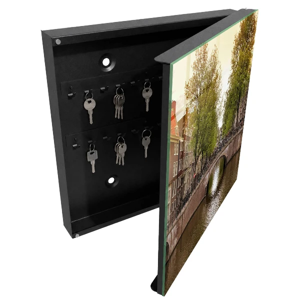 Wall-mounted key storage box city canal design