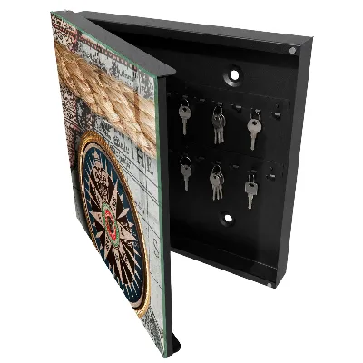 Wall mounted key box travel map design
