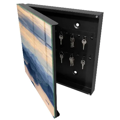 Key cabinet with mountain landscape print
