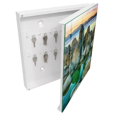 Wall-mounted key box with Mountain Peace design