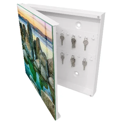 Wall-mounted key box with Mountain Peace design