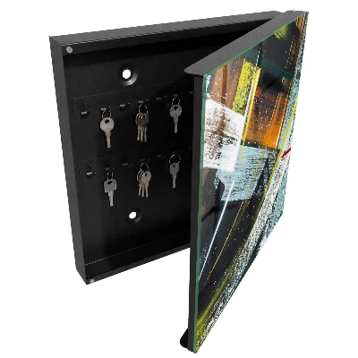 Wall-mounted key box colorful swirl design